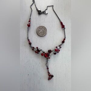 Signed Swarovski Elegant Red Crystal Drop Necklace 16-18" Choker